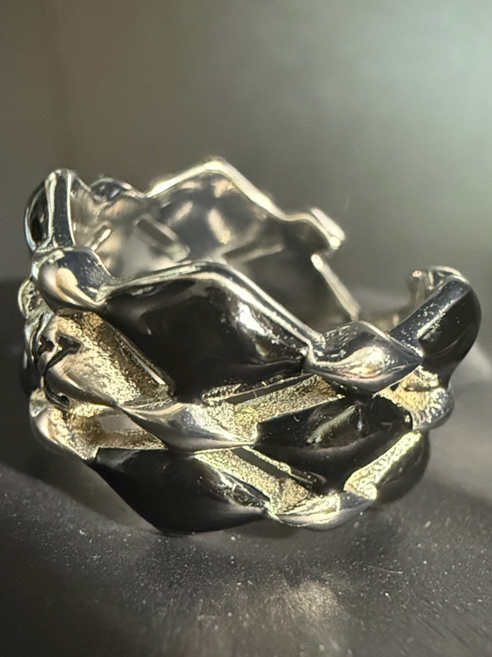 Black, Silver, Gold Statement Ring